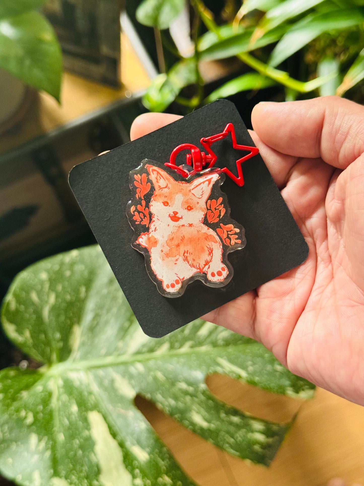 Cutesy Orange Corgi Keychain