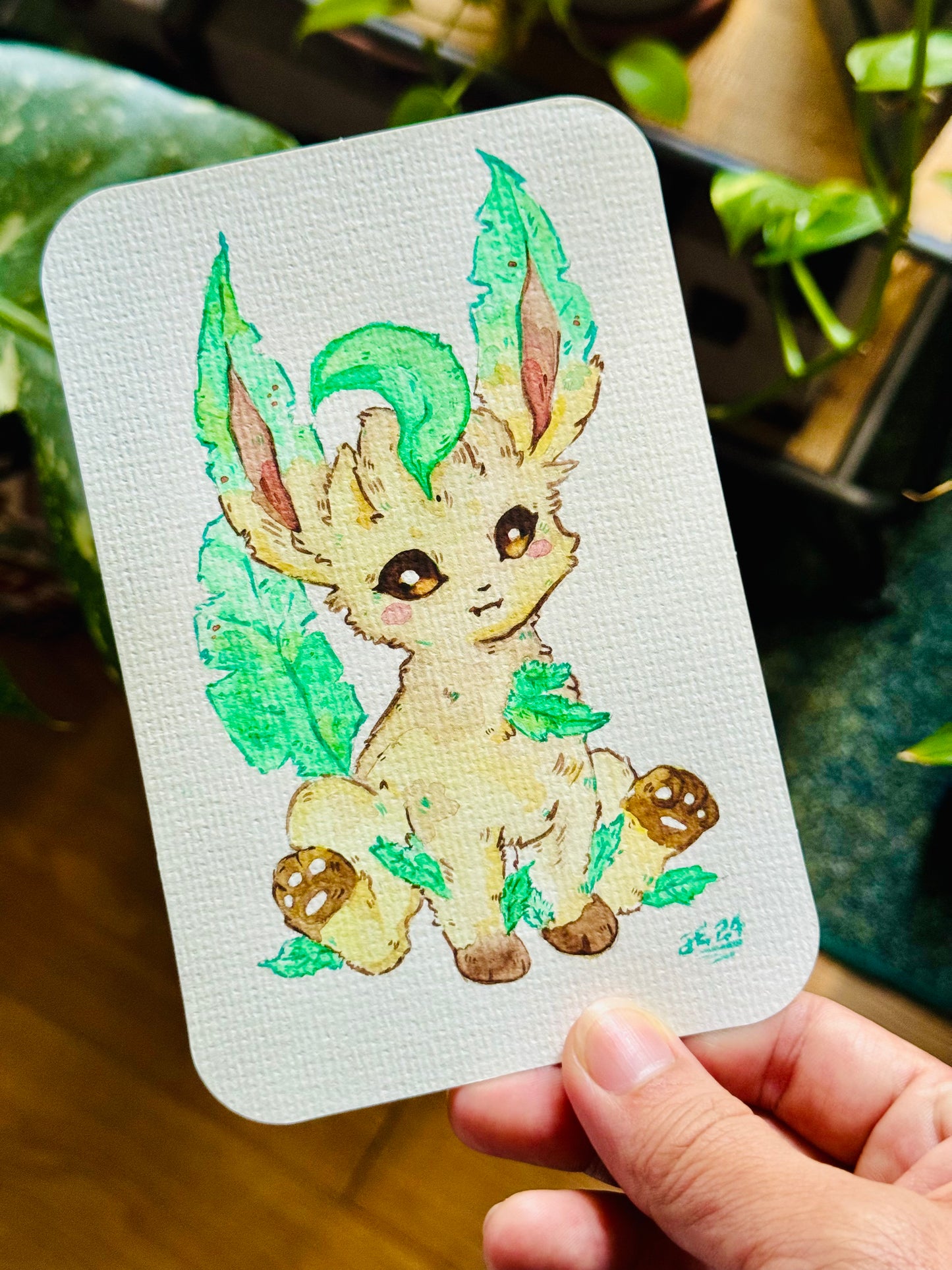 Luscious Leafeon Original Watercolor Painting
