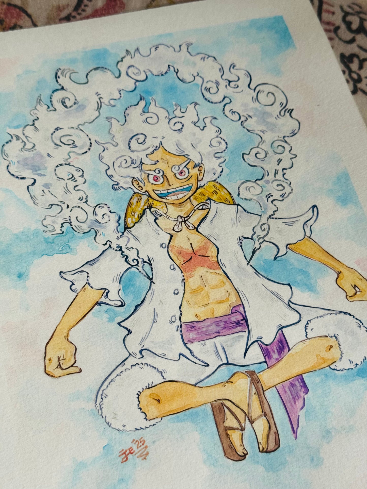 Luffy Gear Fifth Original Watercolor Painting