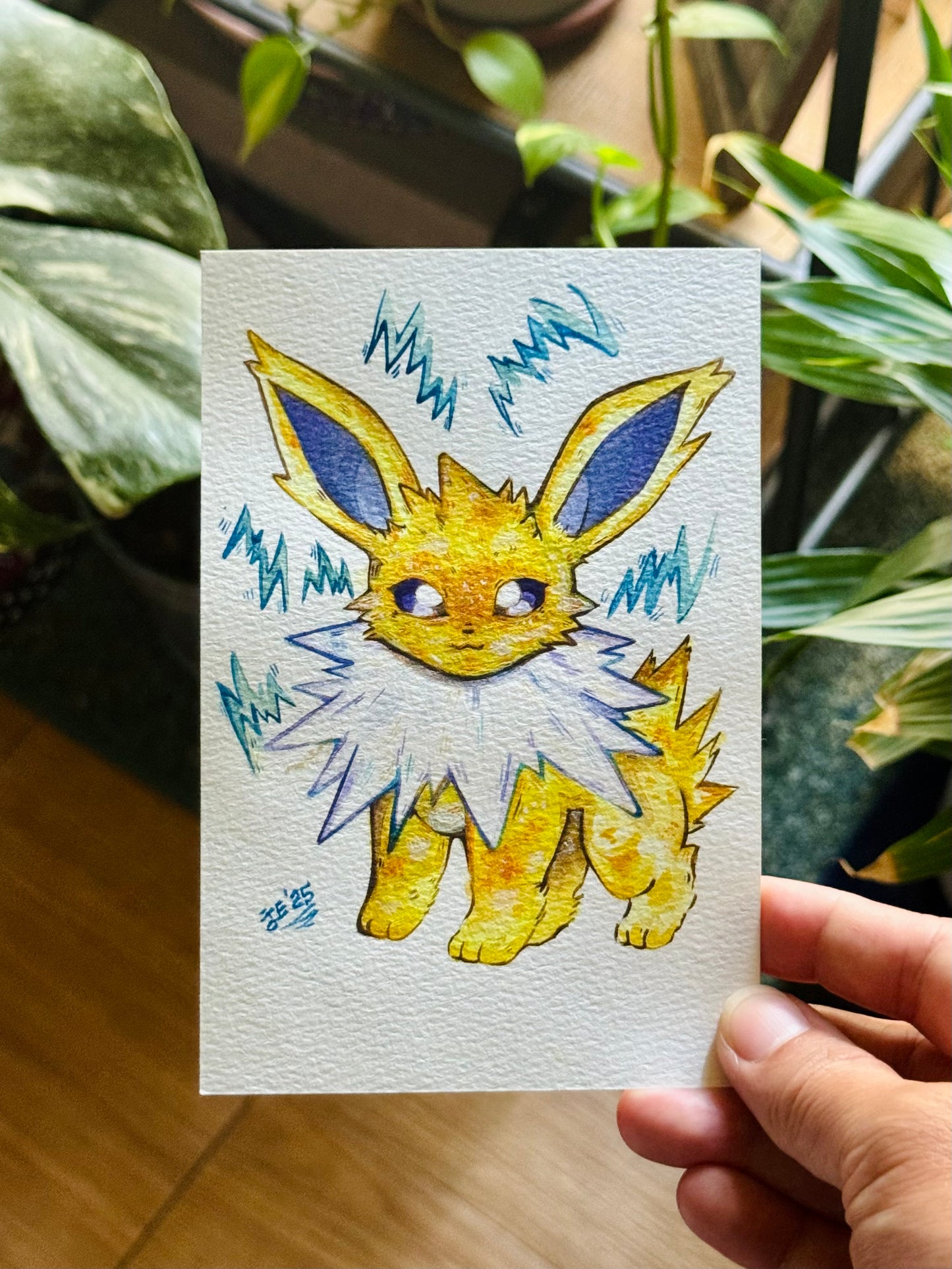 Joyful Jolteon Original Watercolor Painting