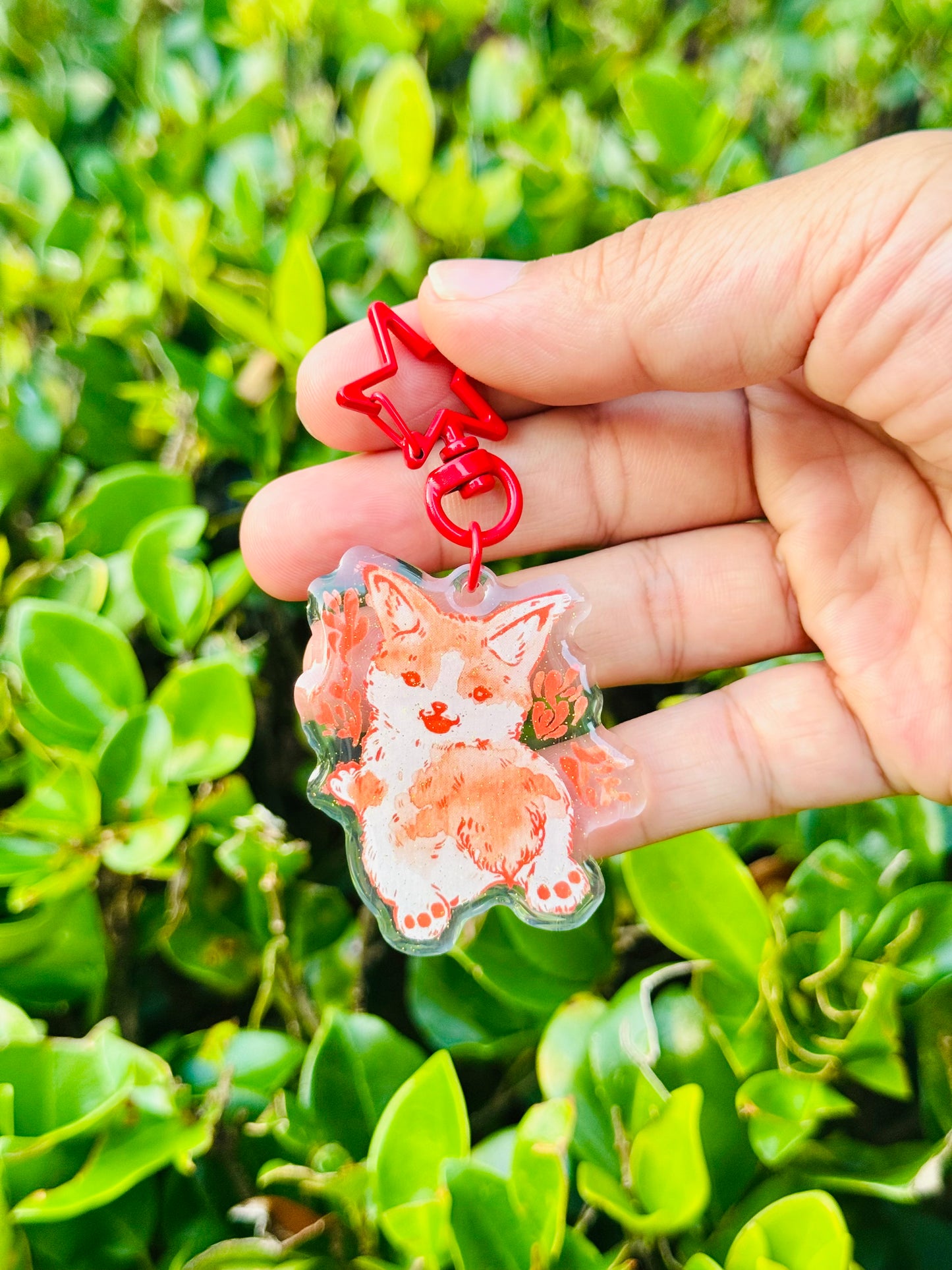 Cutesy Orange Corgi Keychain