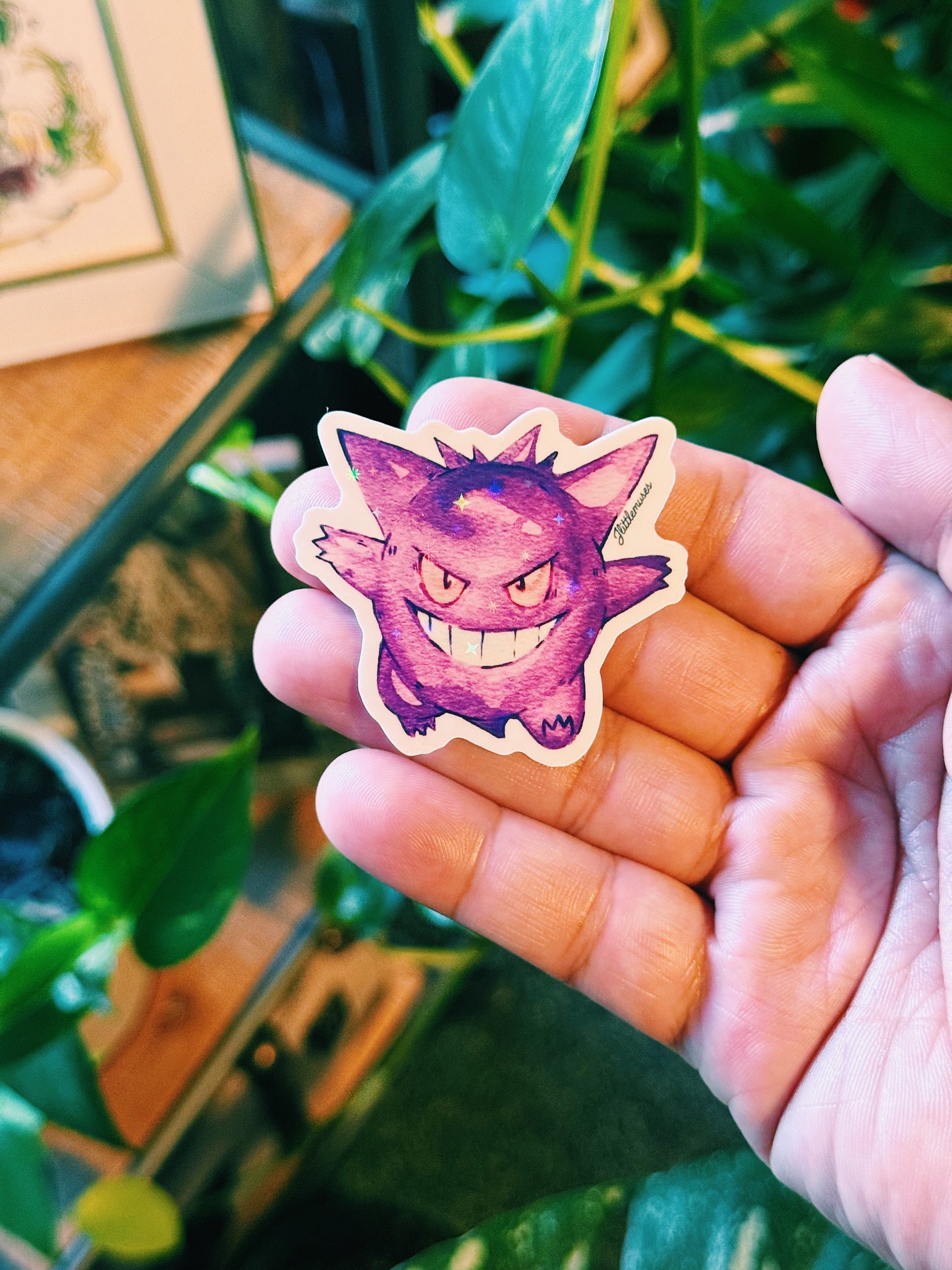 Ghostly Gengar Holographic Vinyl Sticker