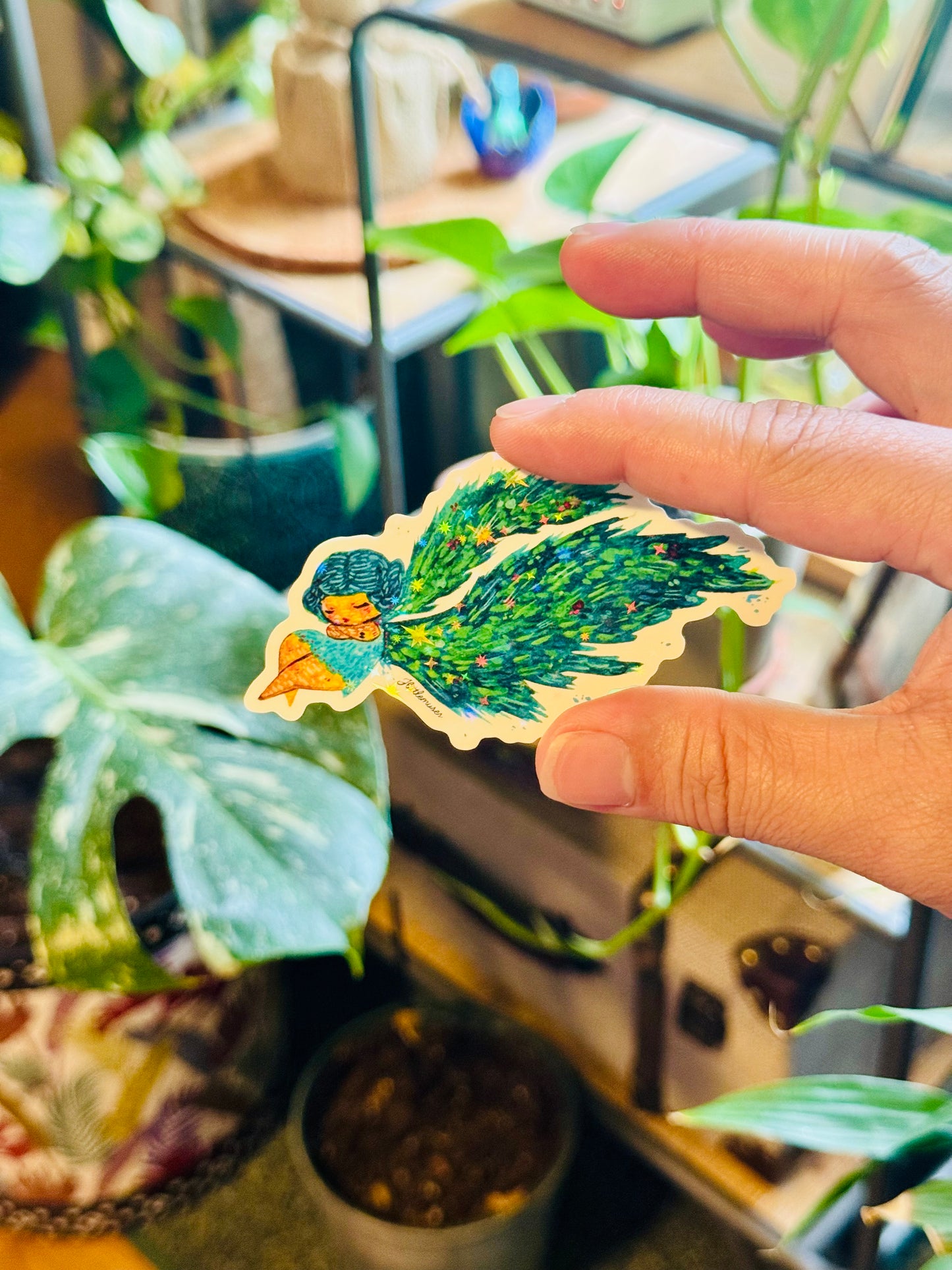 Sleepy Forest Fairy Holographic Vinyl Sticker