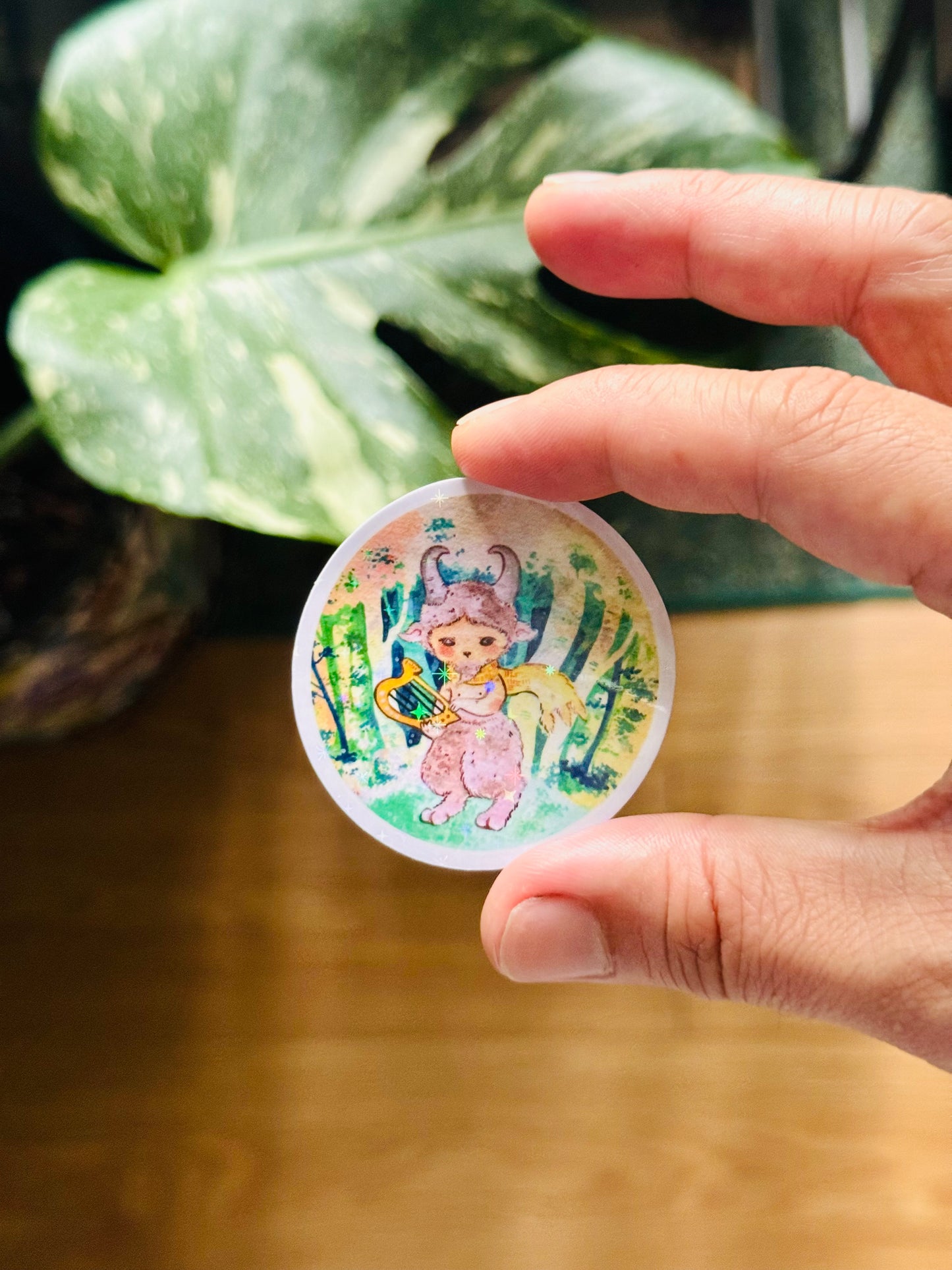 Fawn in a Forest Holographic Vinyl Sticker