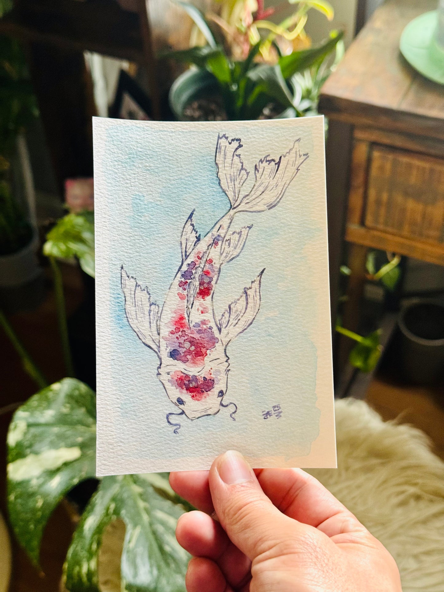 Gentle Koi Fish Original Watercolor Painting