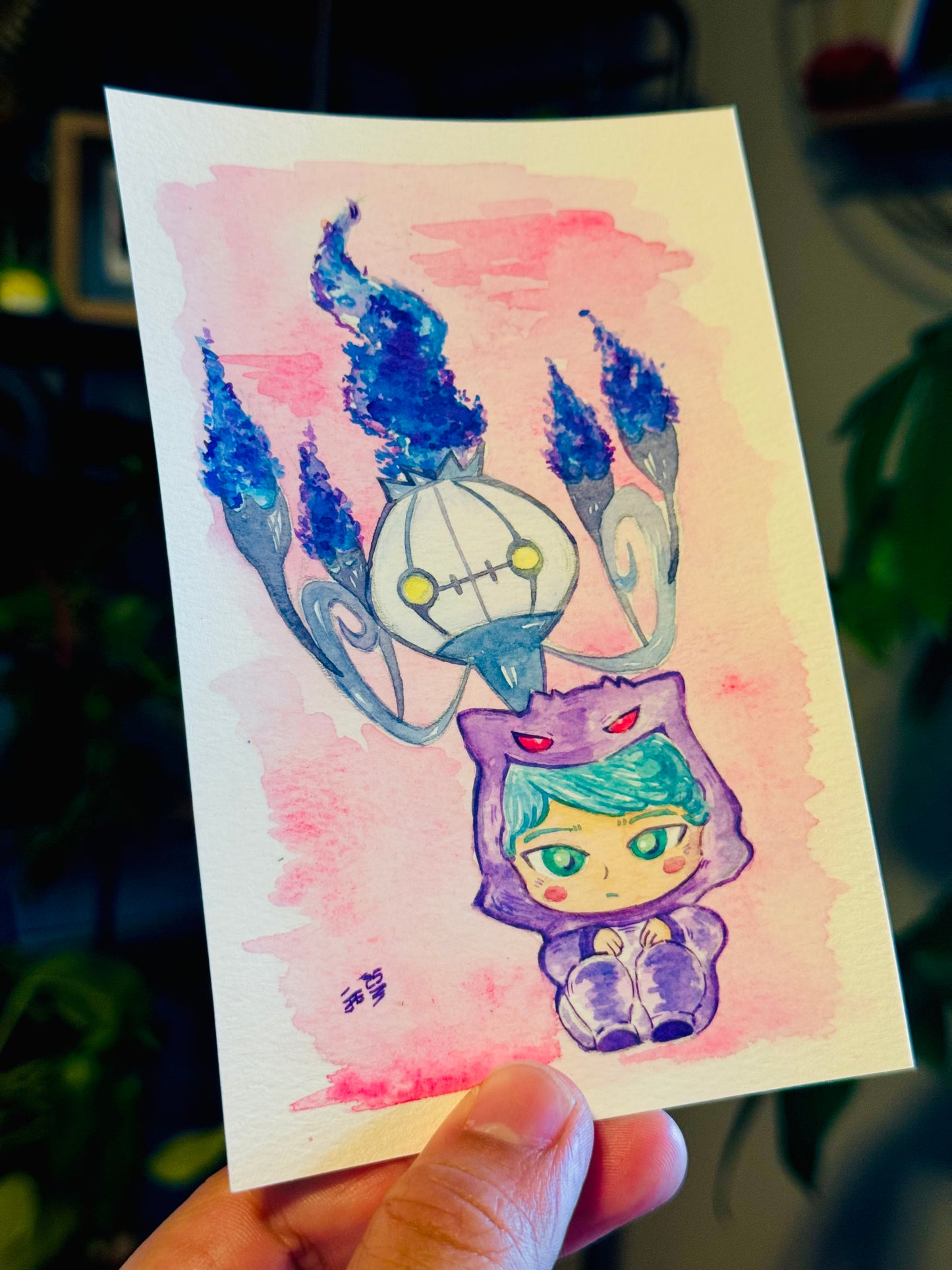 Chilling Chandelure & Pal Original Watercolor Painting