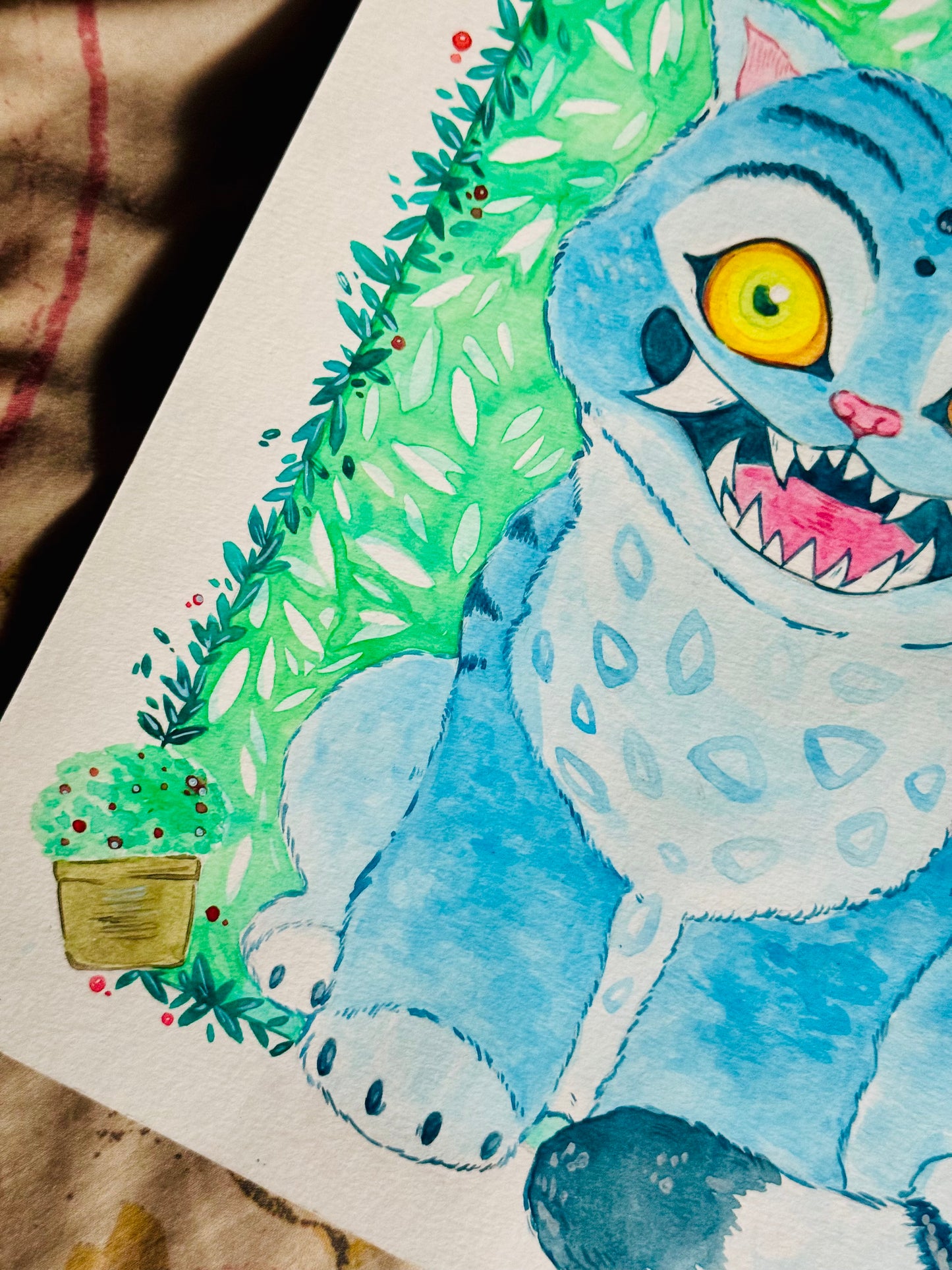 Derpy Tiger & Friend Original Watercolor Painting