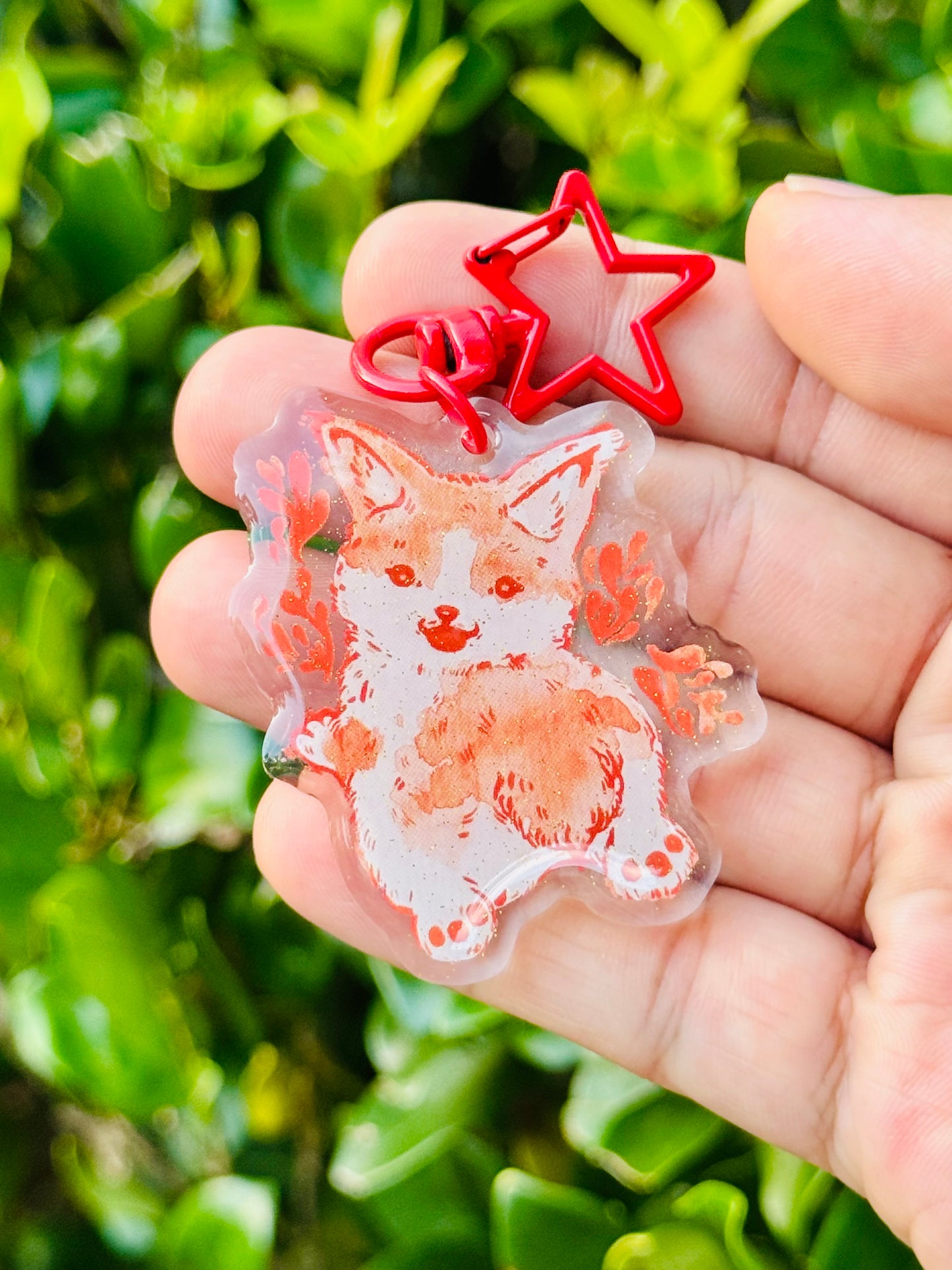 Cutesy Orange Corgi Keychain