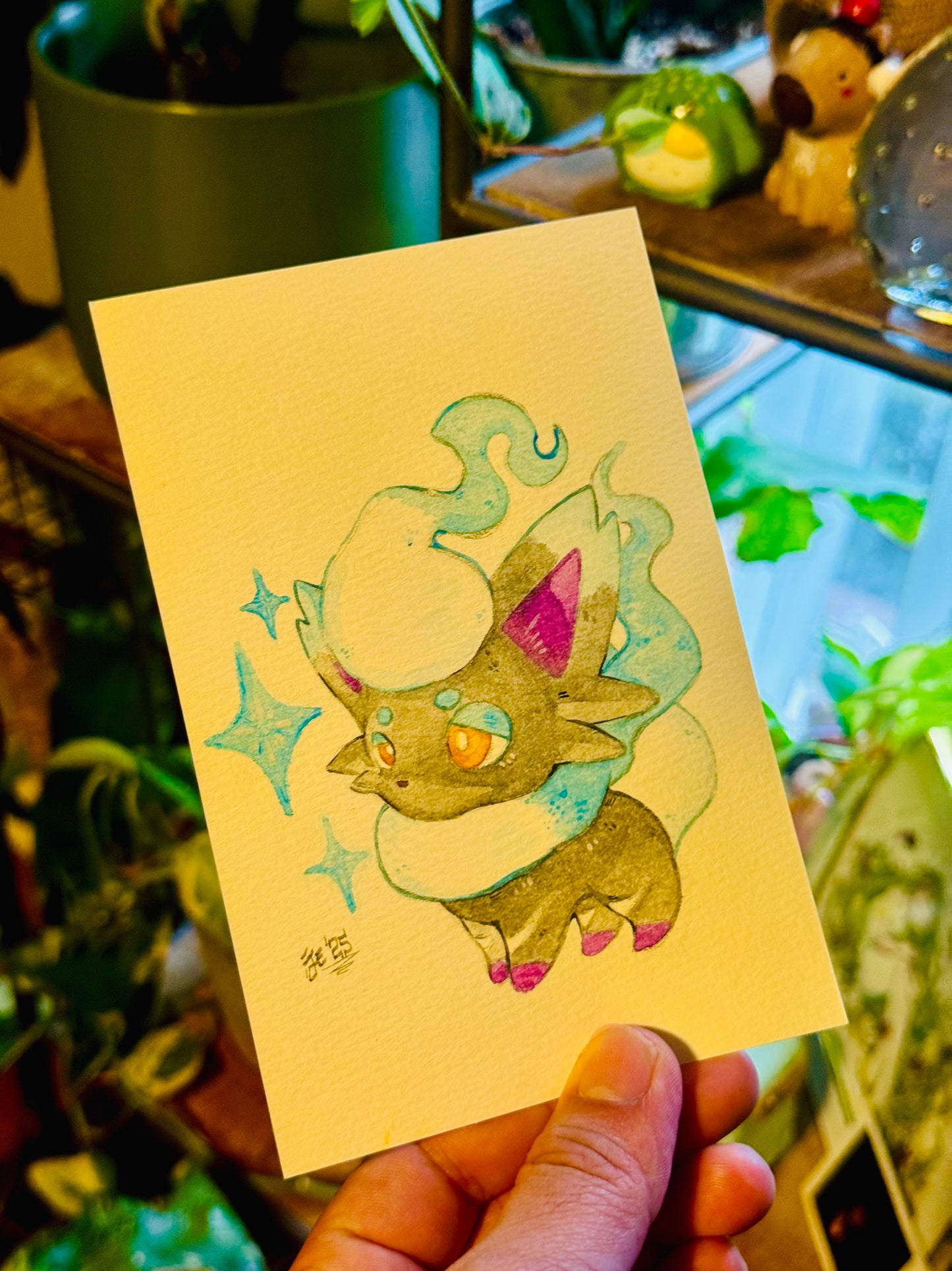Shiny Hisuian Zorua Original Watercolor Painting