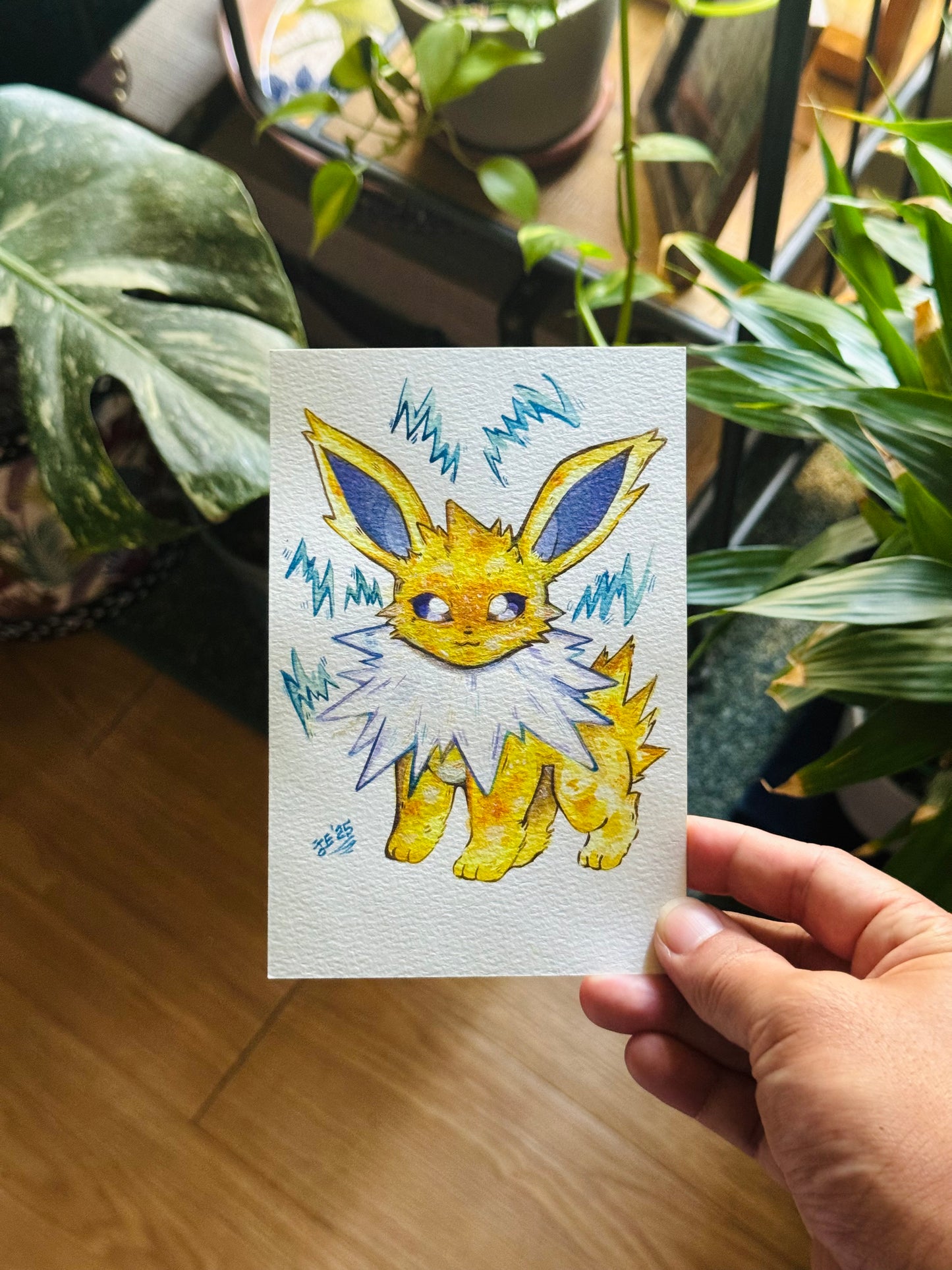 Joyful Jolteon Original Watercolor Painting