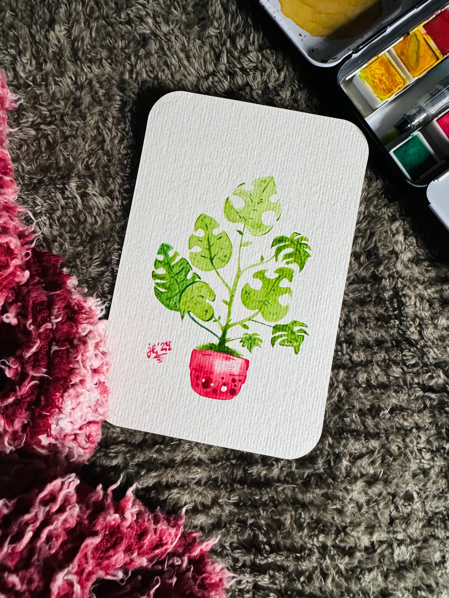 Simple Monstera Original Painting