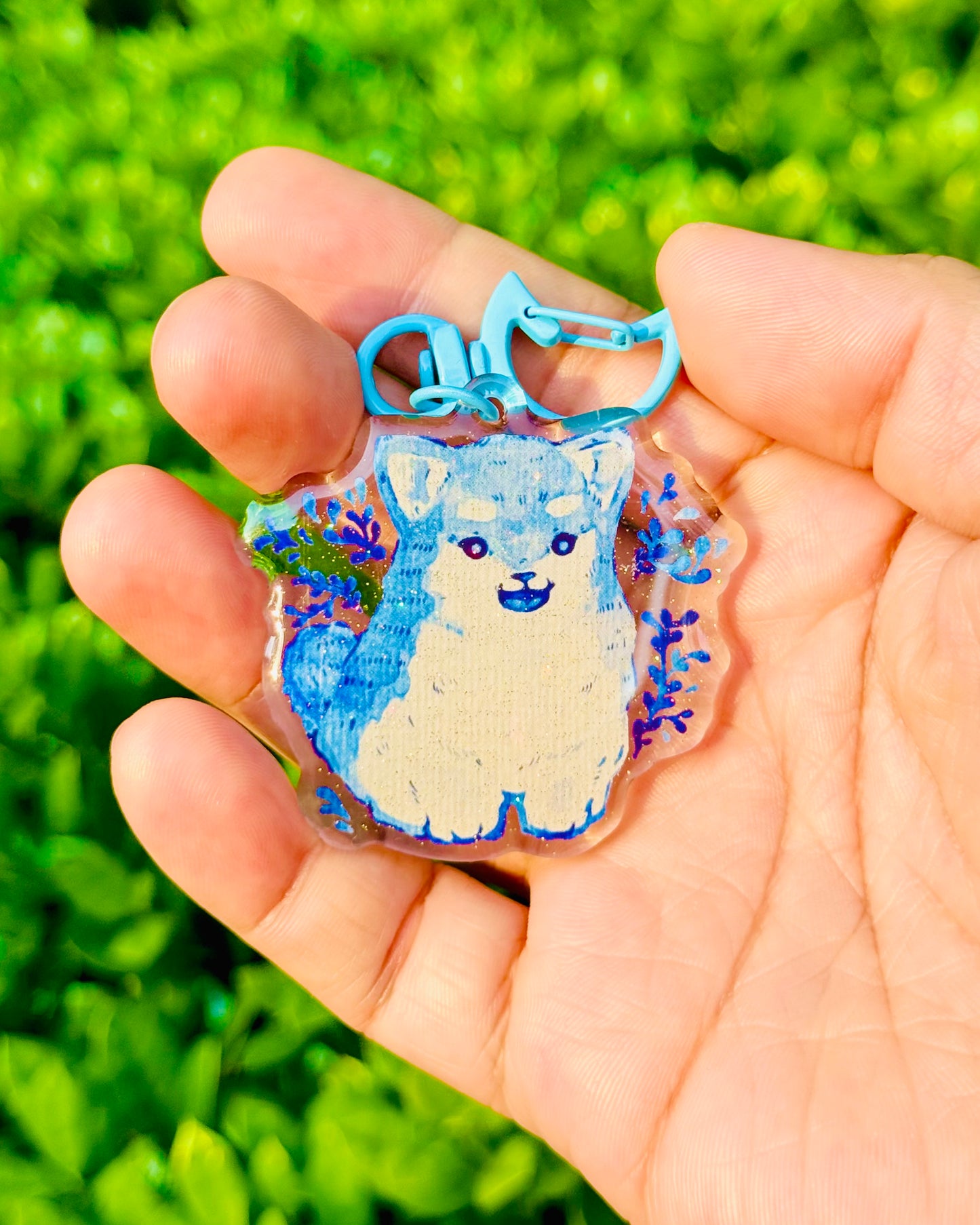 Cutesy Blue Husky Keychain