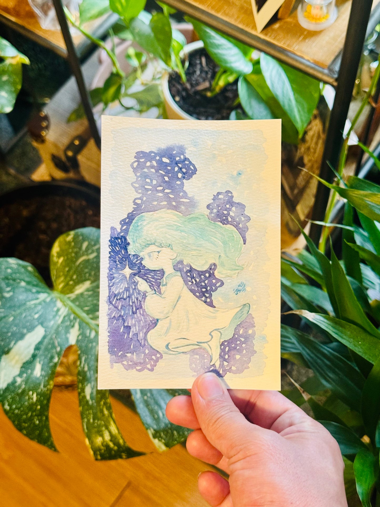 Hopeful Wishes Original Watercolor Painting (framed)
