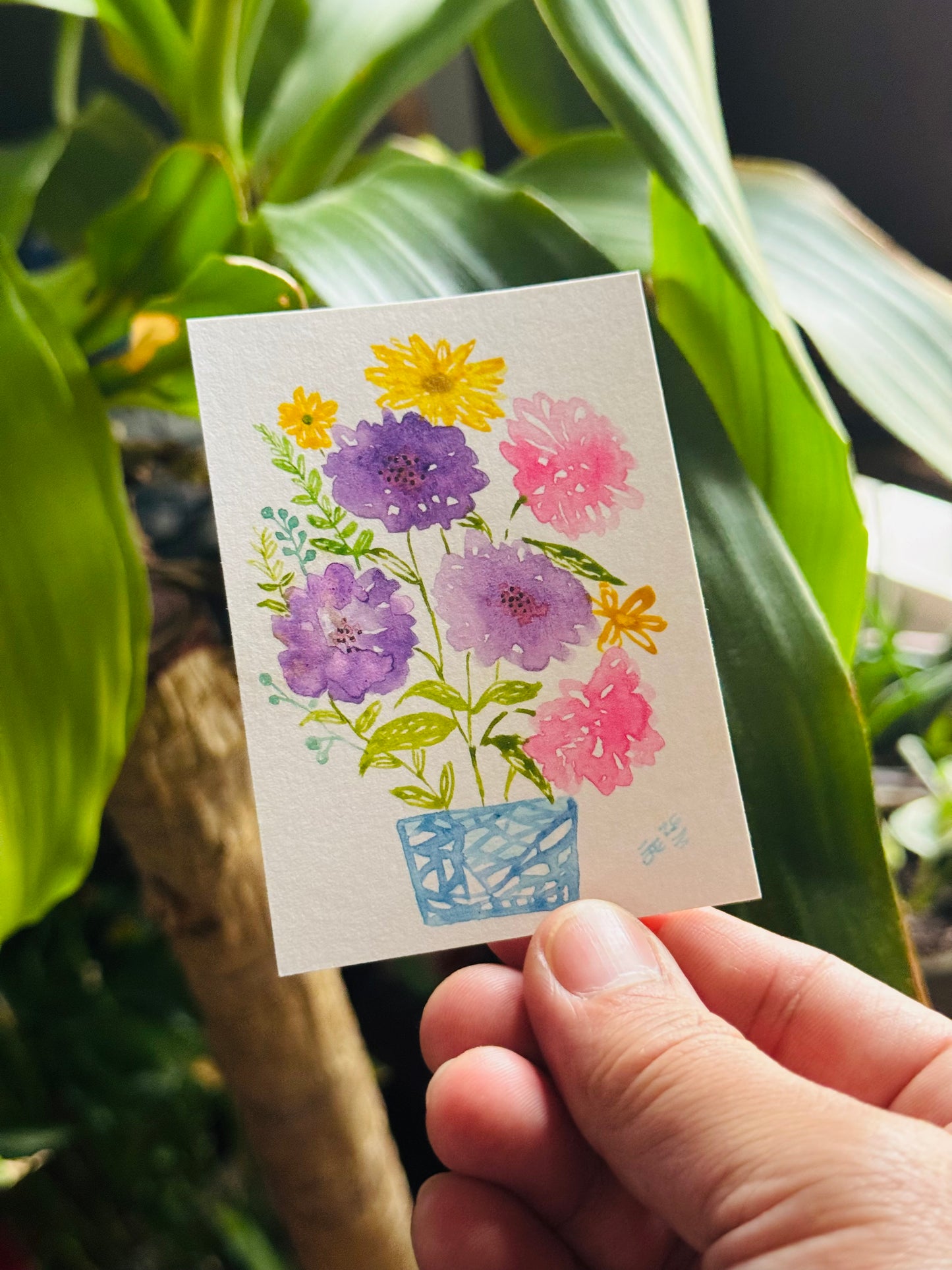 Spring Floral Designs ACEO Painting (framed)