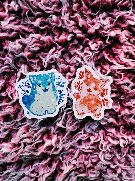 Cutesy Corgi & Husky Vinyl Stickers