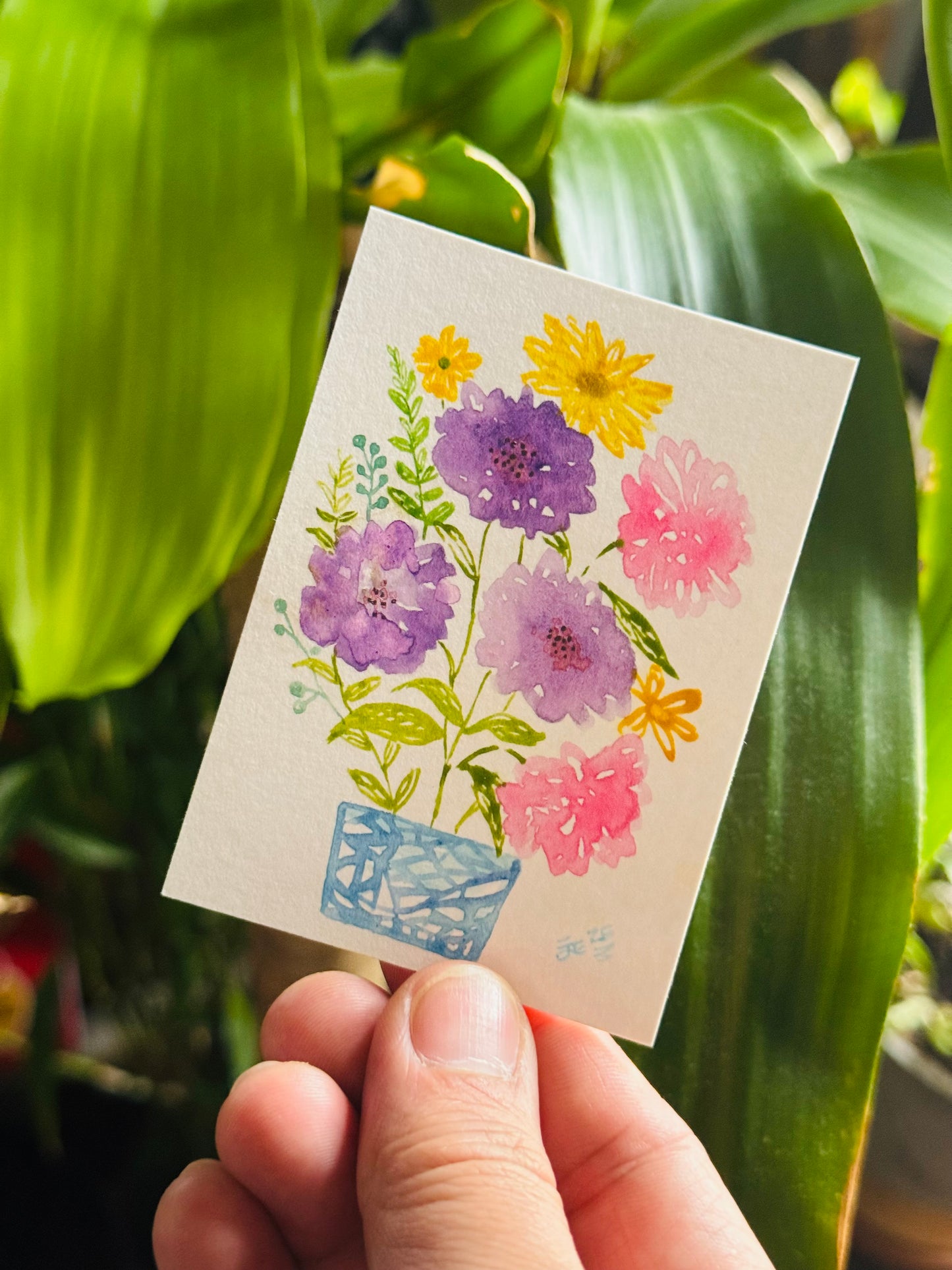 Spring Floral Designs ACEO Painting (framed)