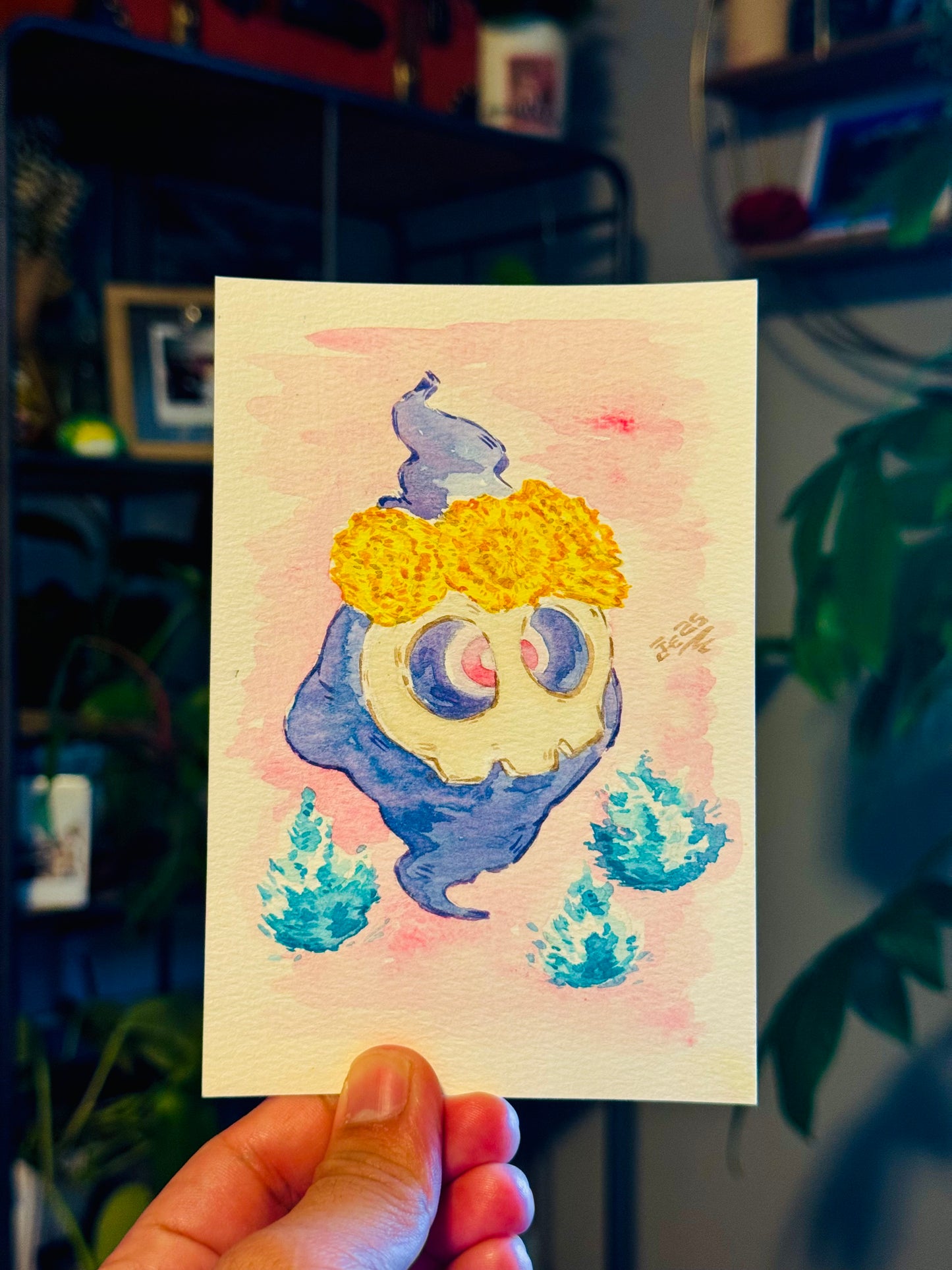 Dainty Duskull Original Watercolor Painting