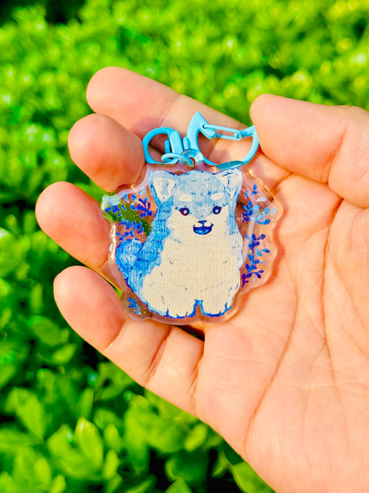Cutesy Blue Husky Keychain