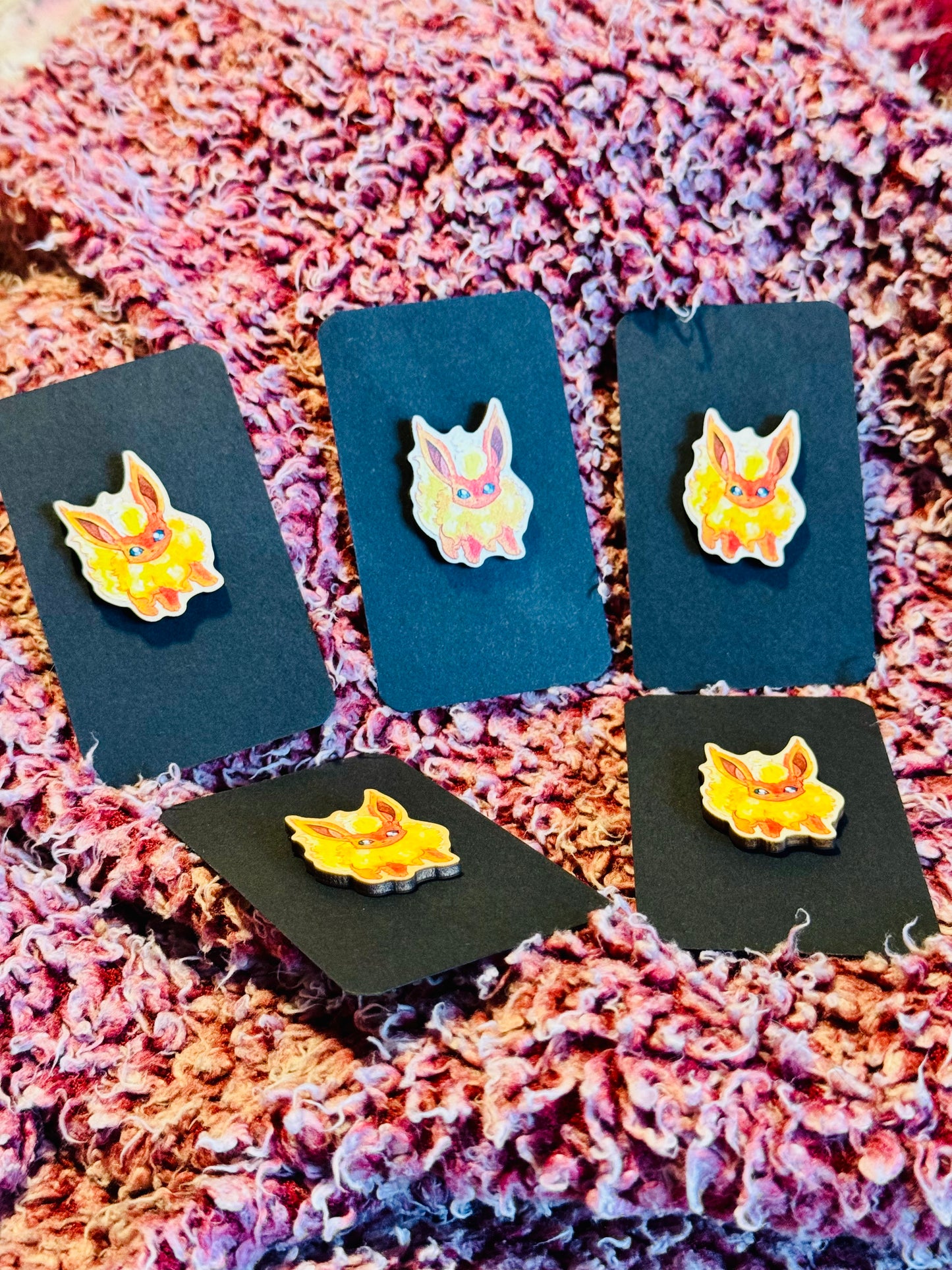 Fiesty Flareon Wooden Art Pin
