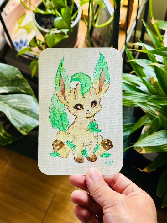 Luscious Leafeon Original Watercolor Painting