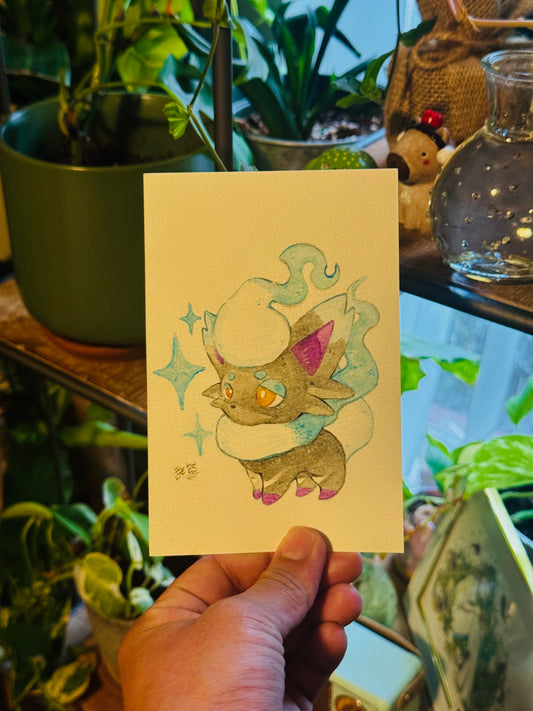 Shiny Hisuian Zorua Original Watercolor Painting