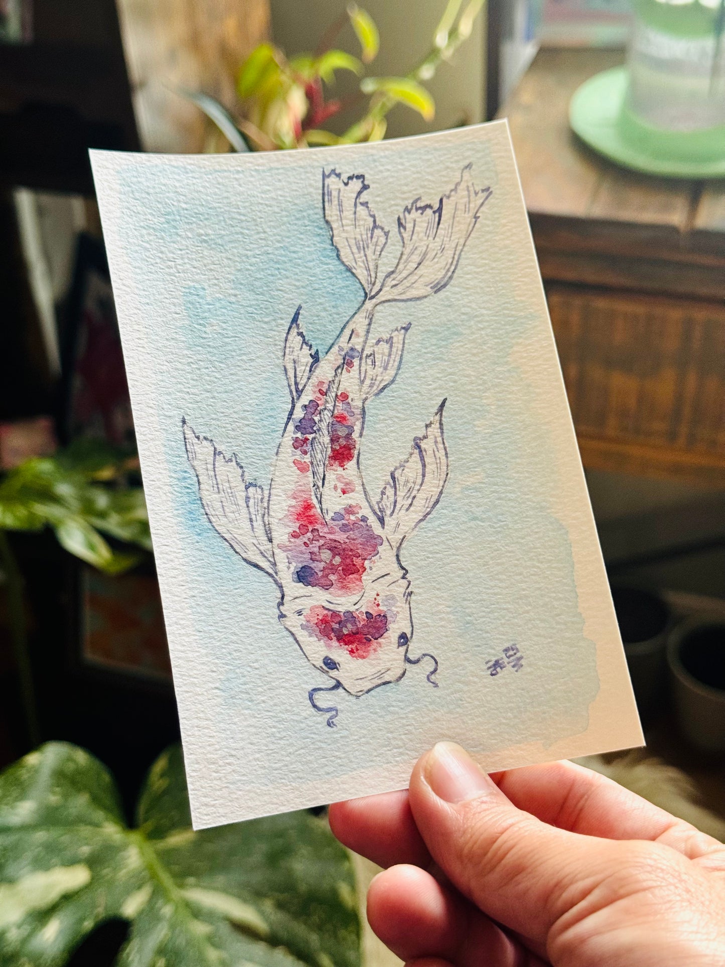 Gentle Koi Fish Original Watercolor Painting