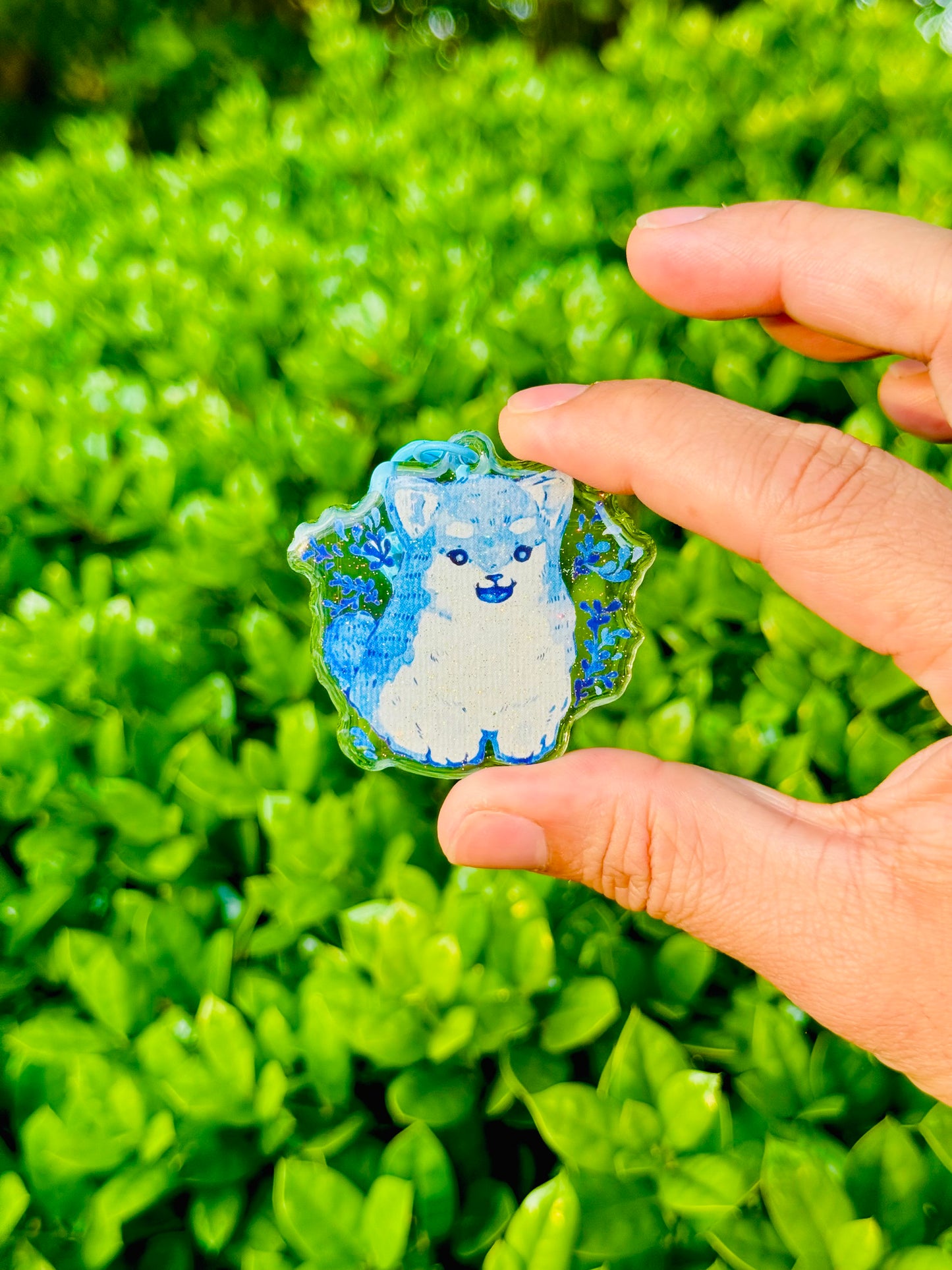 Cutesy Blue Husky Keychain