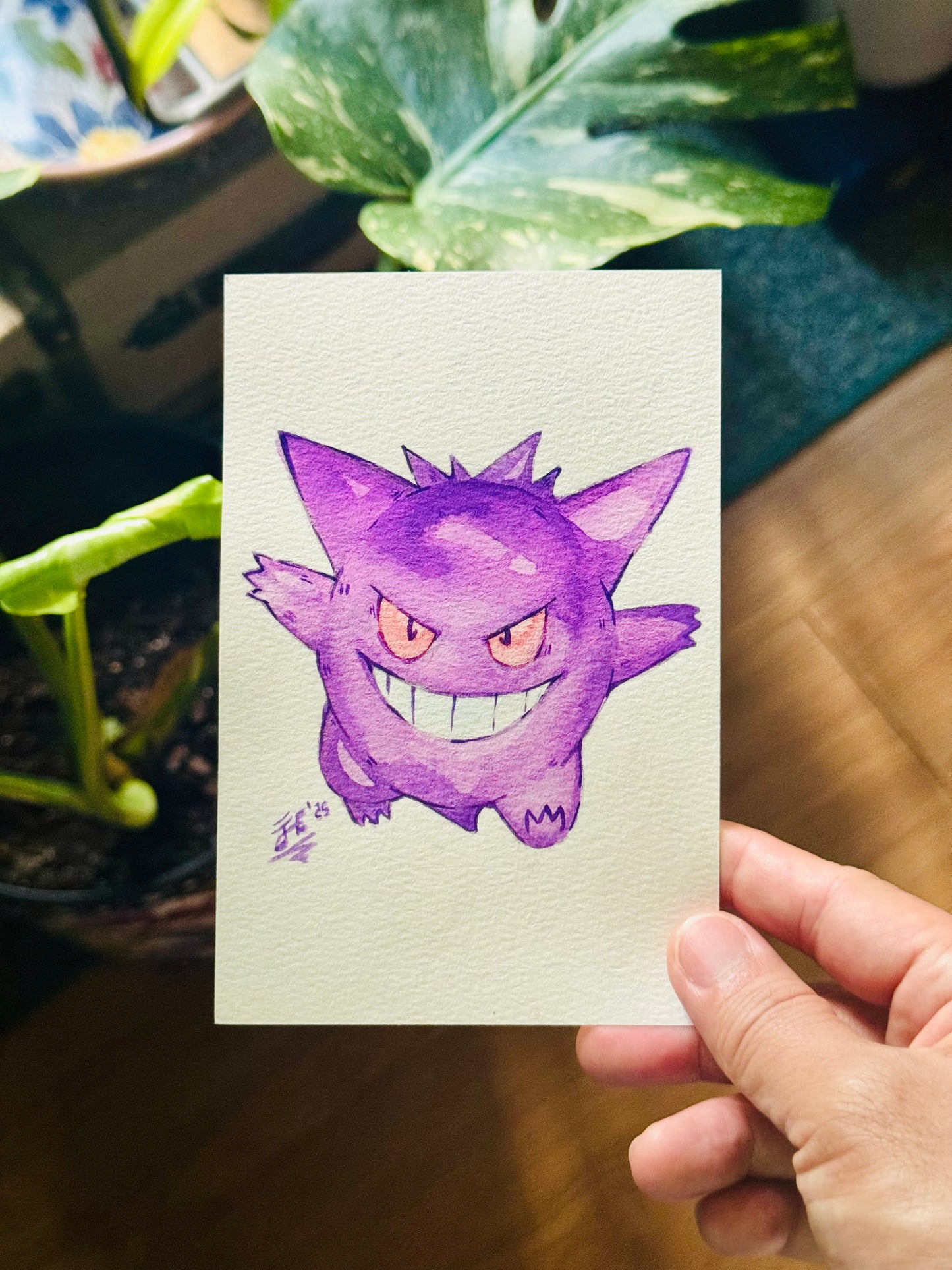 Ghostly Gengar Original Watercolor Painting