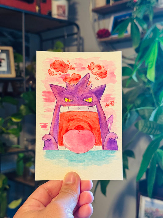 Gigantamax Gengar Ghoul Original Watercolor Painting