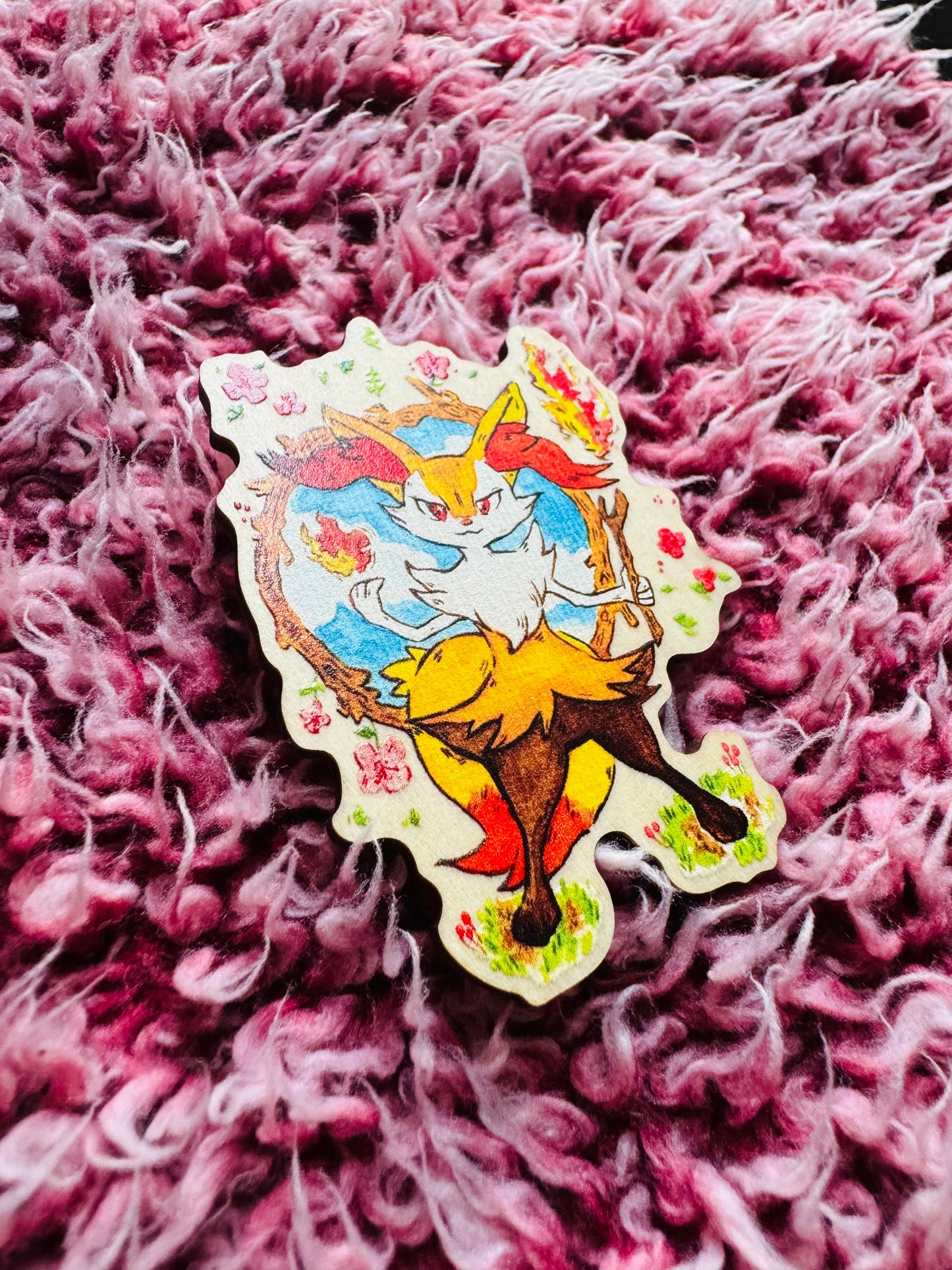 Blazing Braixen Wooden Pin