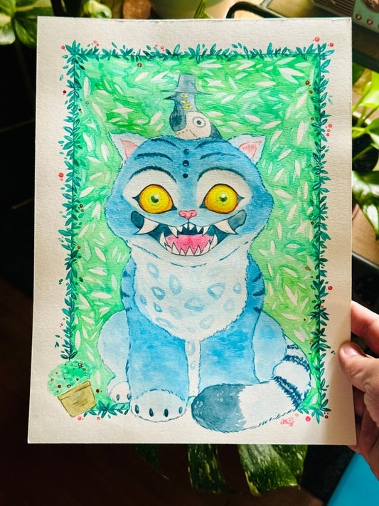 Derpy Tiger & Friend Original Watercolor Painting