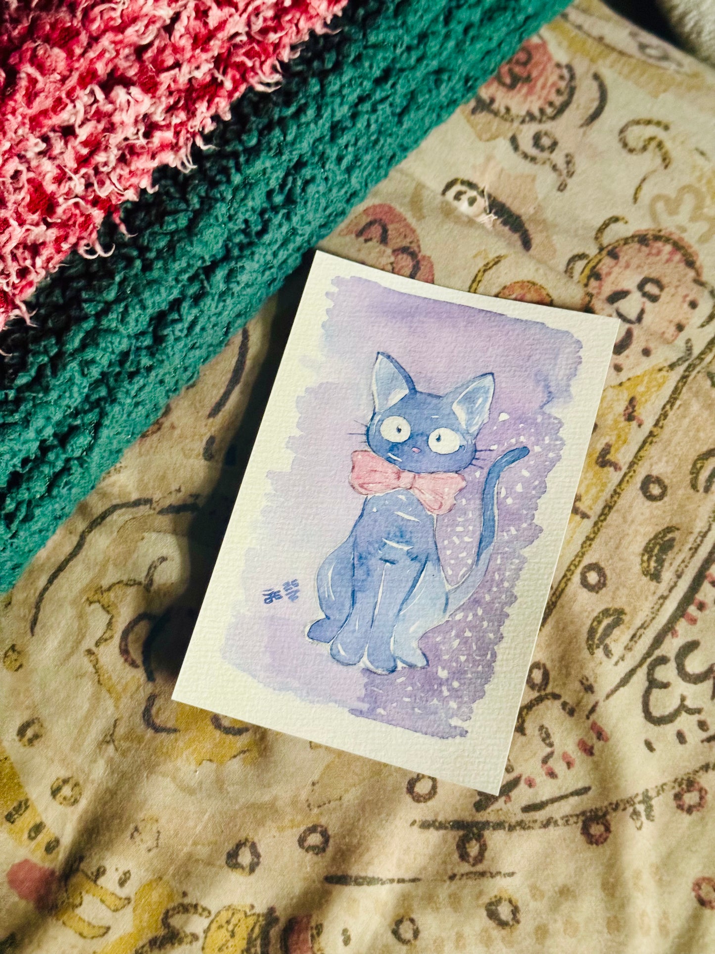 Joyful Jiji Original Watercolor Painting (framed)