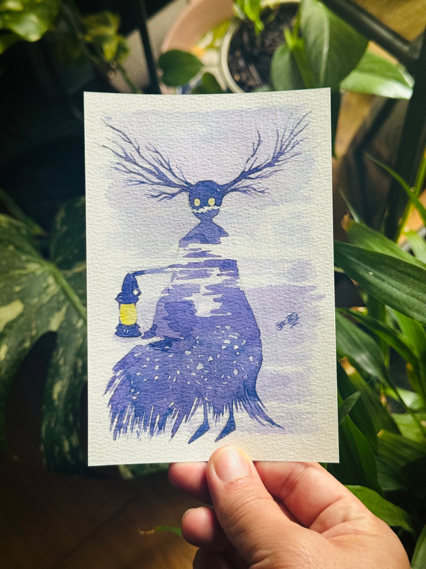 The Beast at a Hazy Dusk Original Watercolor Painting
