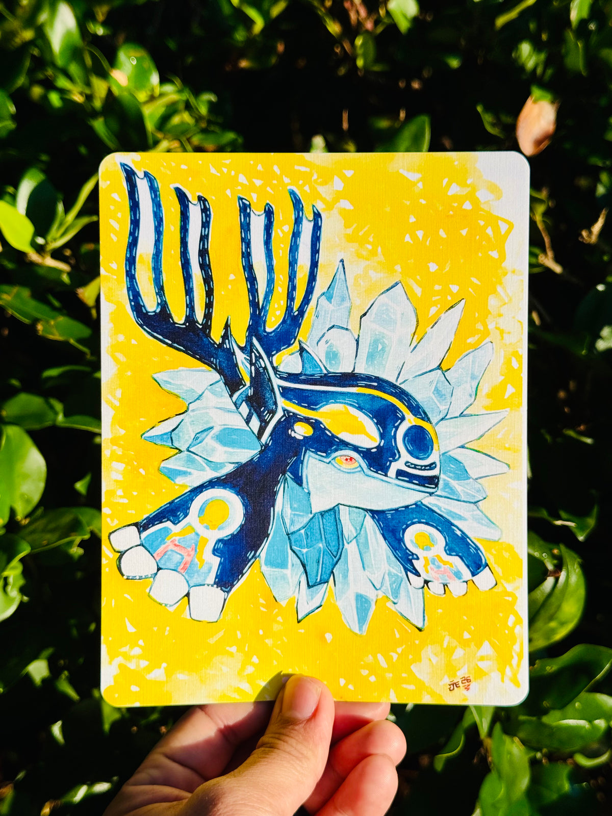 Primal Kyogre Linen Art Print
