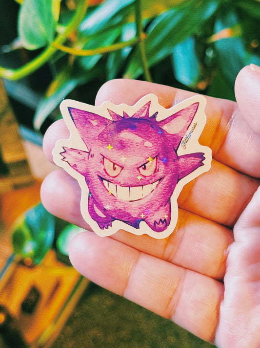 Ghostly Gengar Holographic Vinyl Sticker
