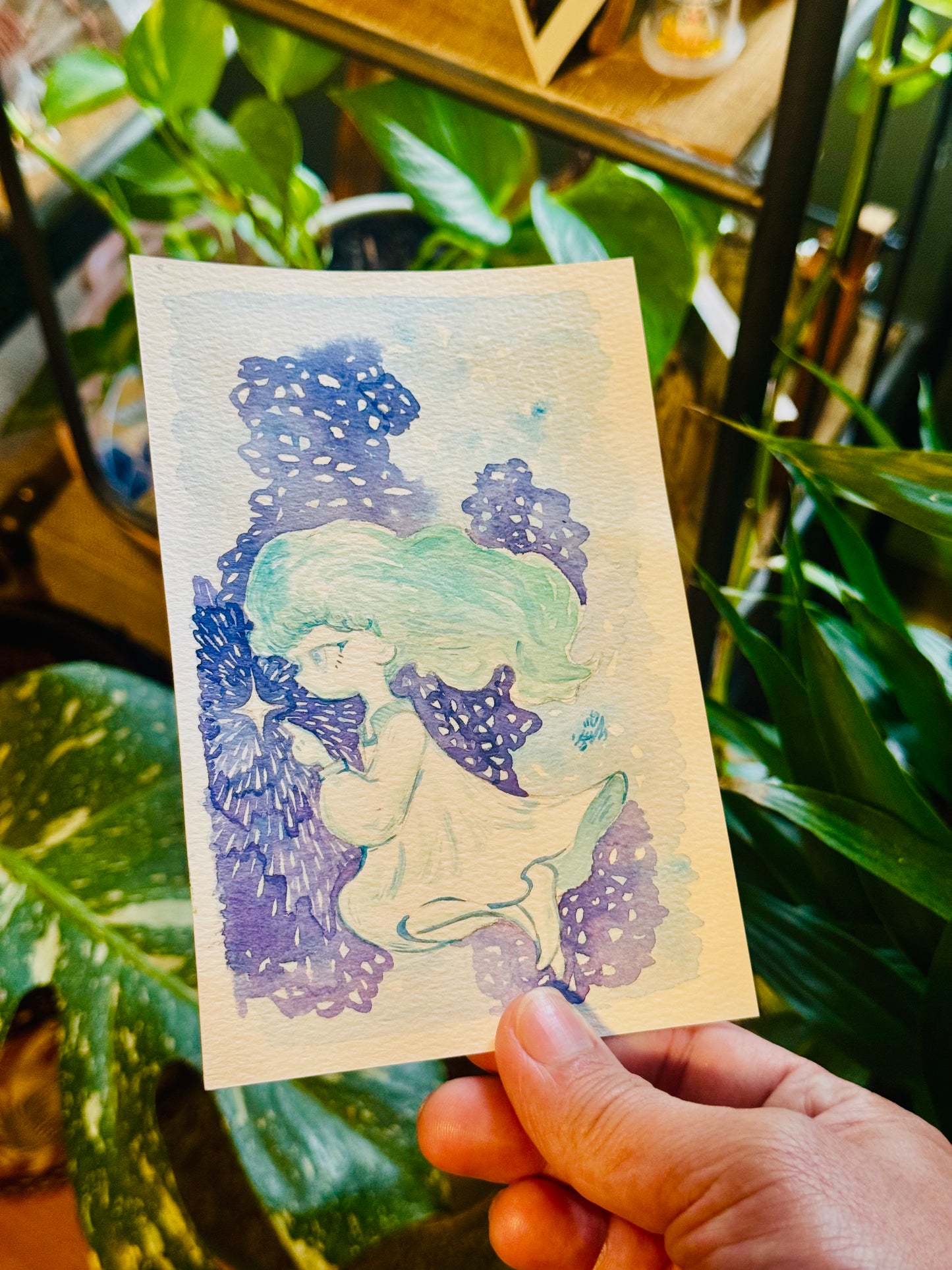 Hopeful Wishes Original Watercolor Painting (framed)