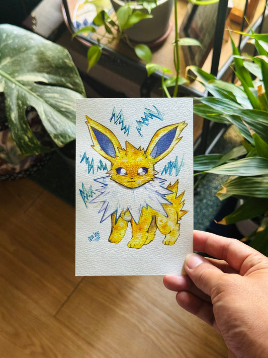 Joyful Jolteon Original Watercolor Painting