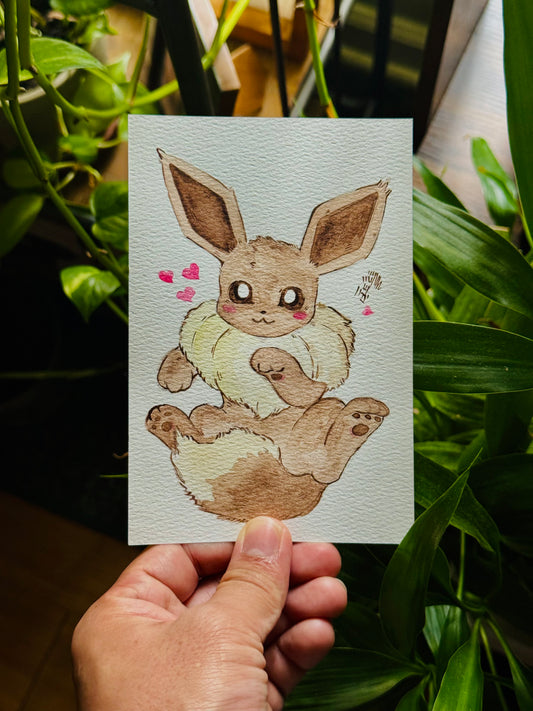 Fluffy Creature Original Watercolor Painting