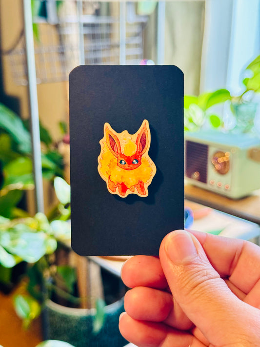 Fiesty Flareon Wooden Art Pin