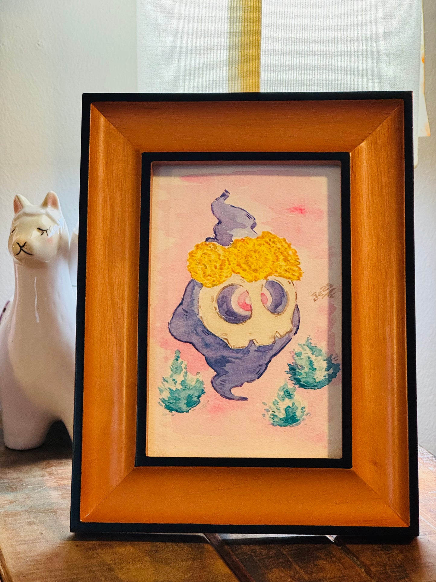 Dainty Duskull Original Watercolor Painting (framed)