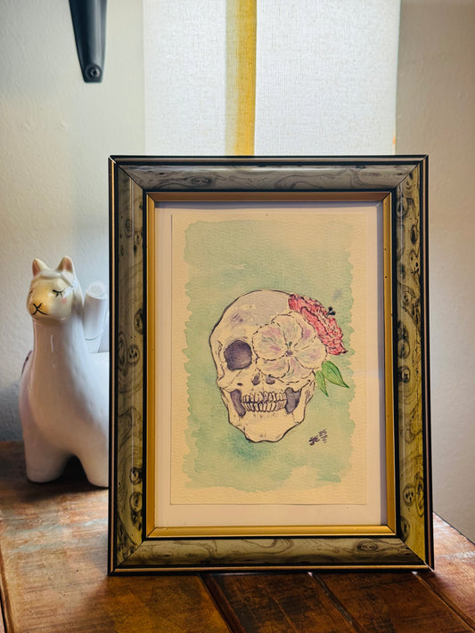 Dias de los Muertos Skull Original Watercolor Painting